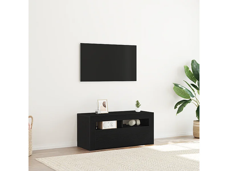Gabinete de TV | Mueble de TV | Mueble de salón Negro 90 x 35 x 40 cm Madera contrachapada