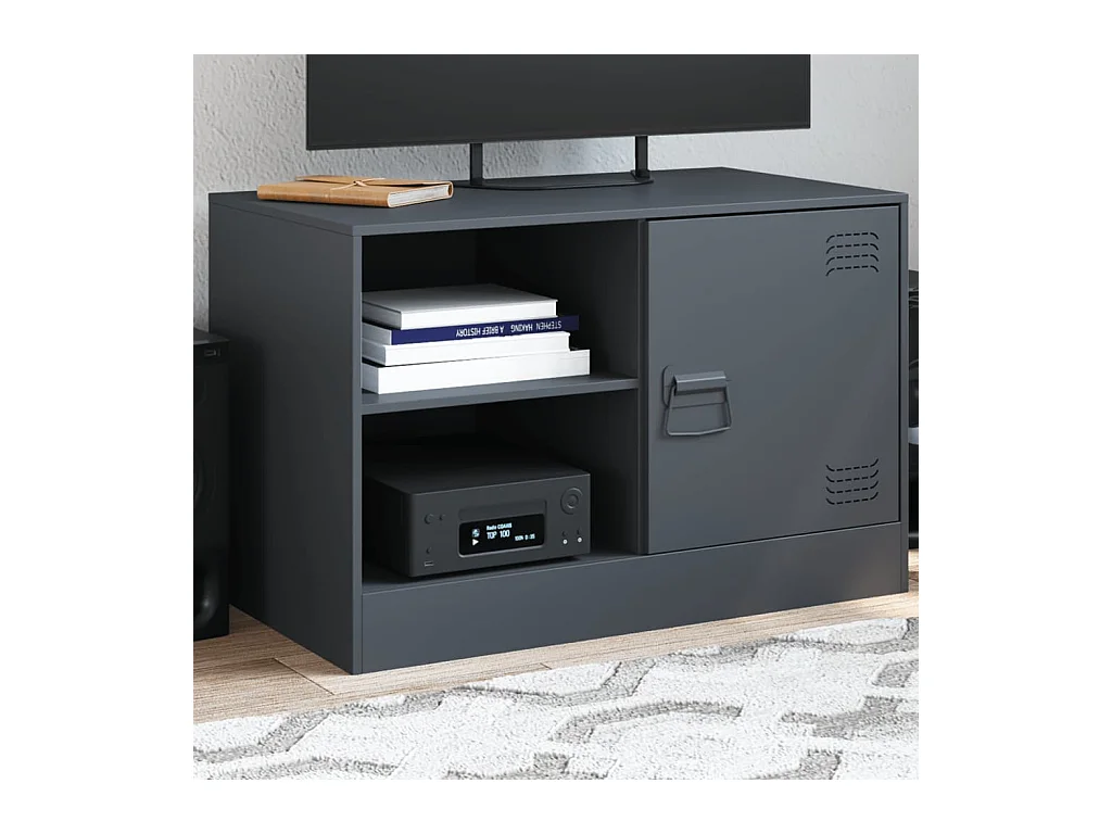 Mueble para TV  | Gabinete de TV |  Mueble de salón de acero gris antracita 67x39x44 cm