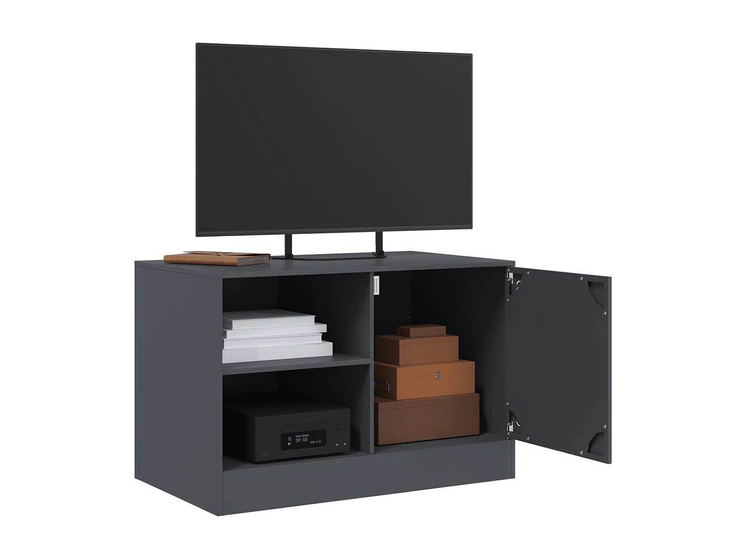 Meuble TV | Banc TV | Armoire TV anthracite 67x39x44 cm acier
