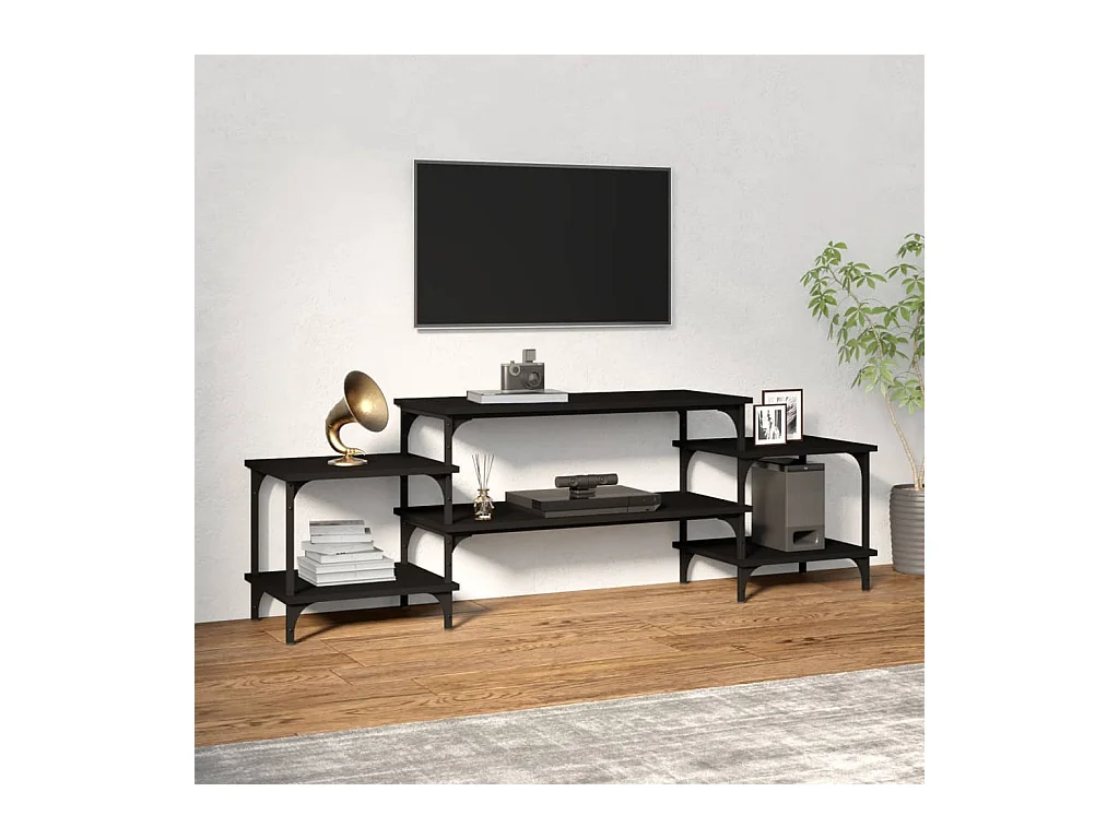 Mueble para TV  | Gabinete de TV |  Mueble de salón madera contrachapada negro 157x35x52 cm