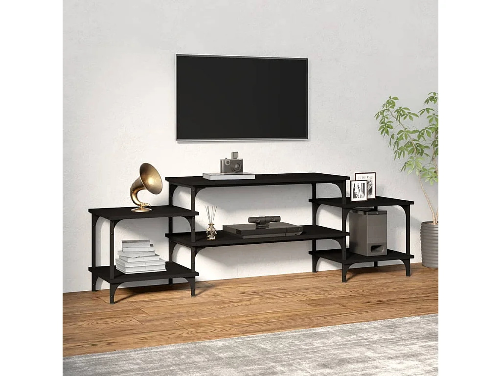 Mueble para TV  | Gabinete de TV |  Mueble de salón madera contrachapada negro 157x35x52 cm