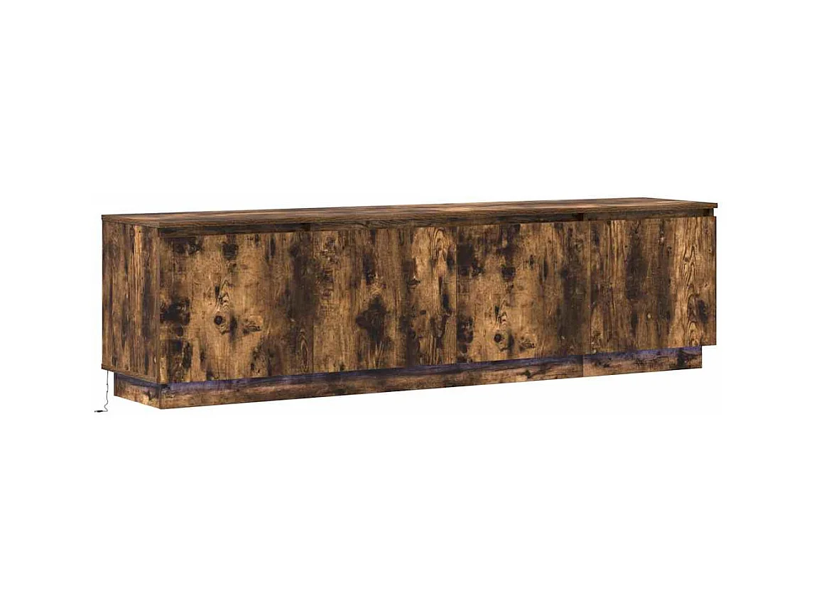 Meuble TV | Banc TV | Armoire TV avec LED chêne fumé 180x38x49 cm bois d'ingénierie