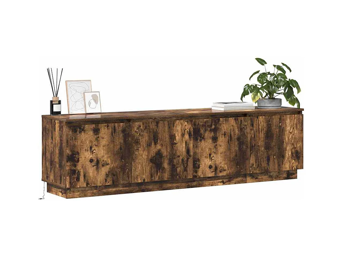 Meuble TV | Banc TV | Armoire TV avec LED chêne fumé 180x38x49 cm bois d'ingénierie