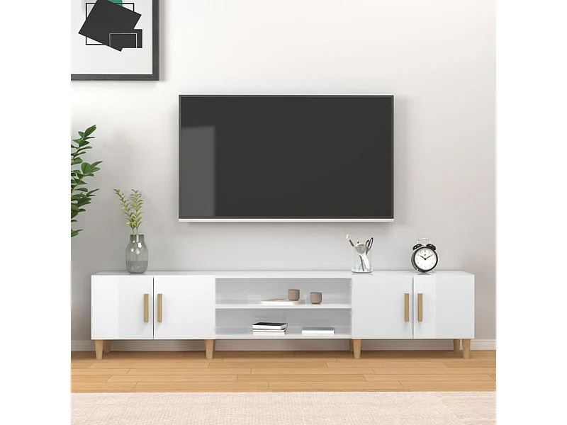 Tv-meubel | Tv-Bank | TV-kast180x31,5x40 cm bewerkt hout hoogglans wit