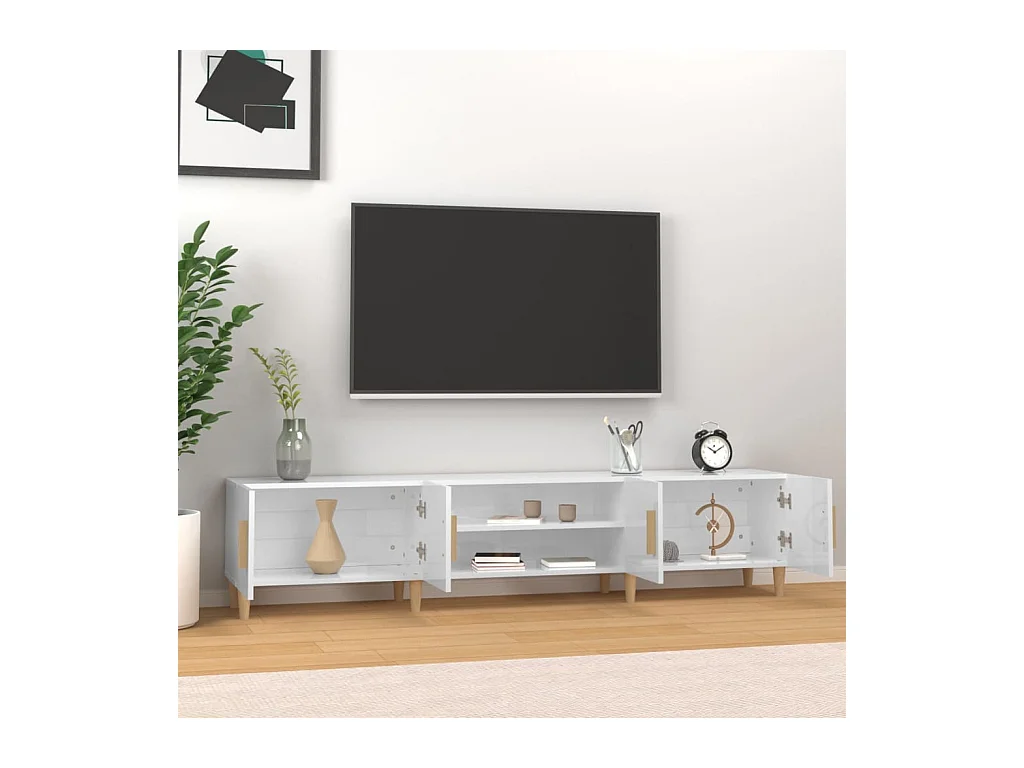 Tv-meubel | Tv-Bank | TV-kast180x31,5x40 cm bewerkt hout hoogglans wit