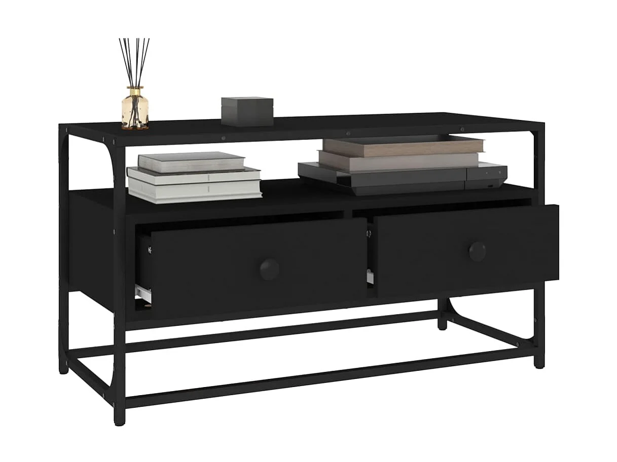 Mueble para TV  | Gabinete de TV |  Mueble de salón madera contrachapada negro 80x35x45 cm