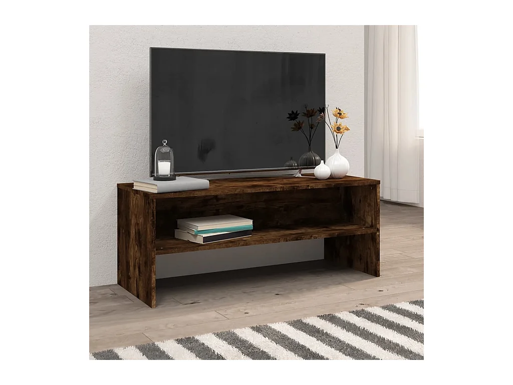 Mueble de TV | Mueble de salón madera contrachapada roble ahumado 100x40x40 cm