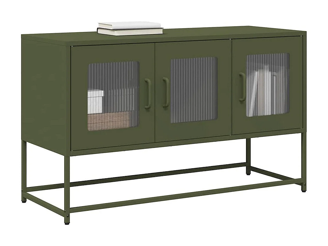 Meuble TV | Banc TV | Armoire TV vert olive 100,5x39x60,5 cm acier laminé à froid