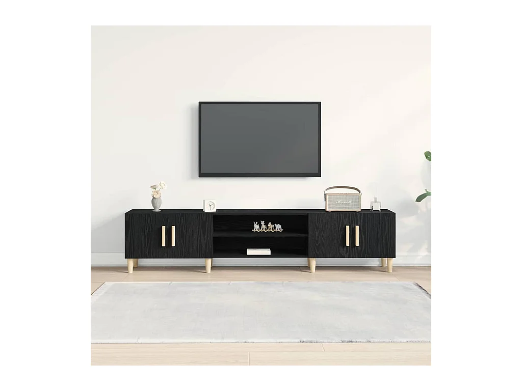 Gabinete de TV | Mueble de TV | Mueble de salón Roble negro 180 x 31.5 x 40 cm