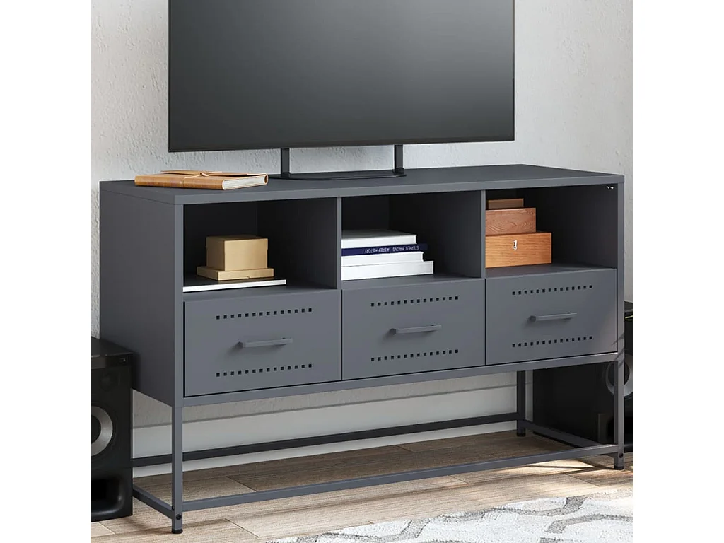 Meuble TV | Banc TV | Armoire TV anthracite 100,5x39x60,5 cm acier