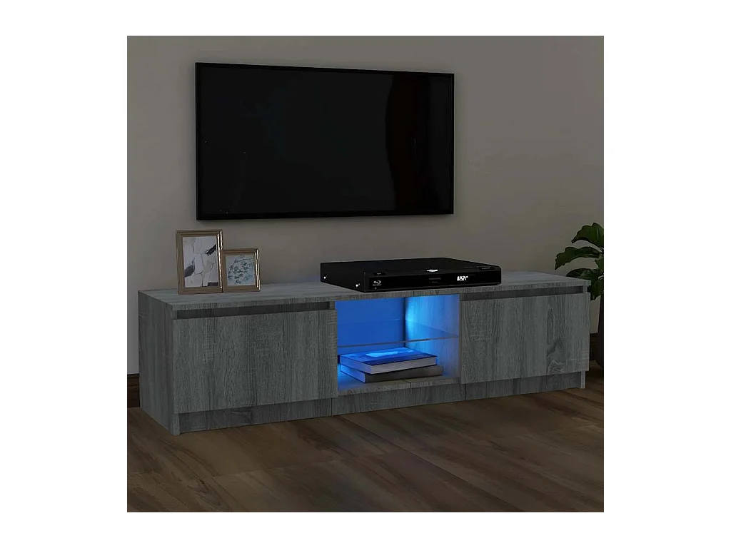 Mueble de TV | Mueble de salón con luces LED gris Sonoma 120x30x36 cm