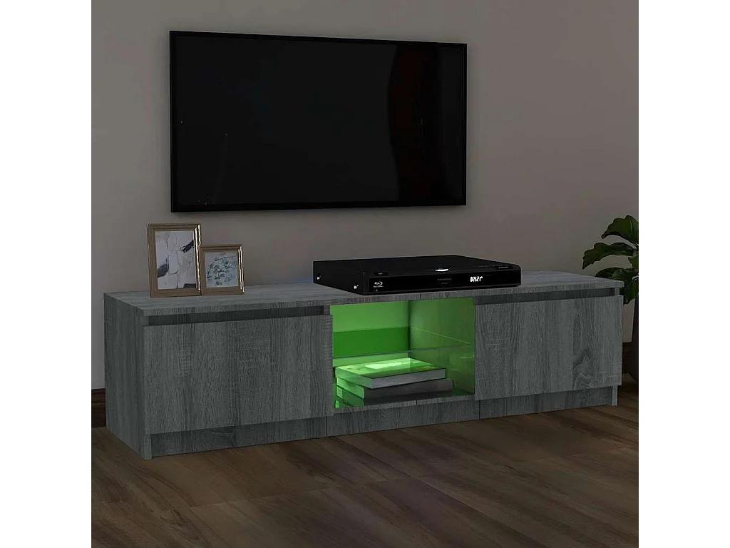 Mueble de TV | Mueble de salón con luces LED gris Sonoma 120x30x36 cm