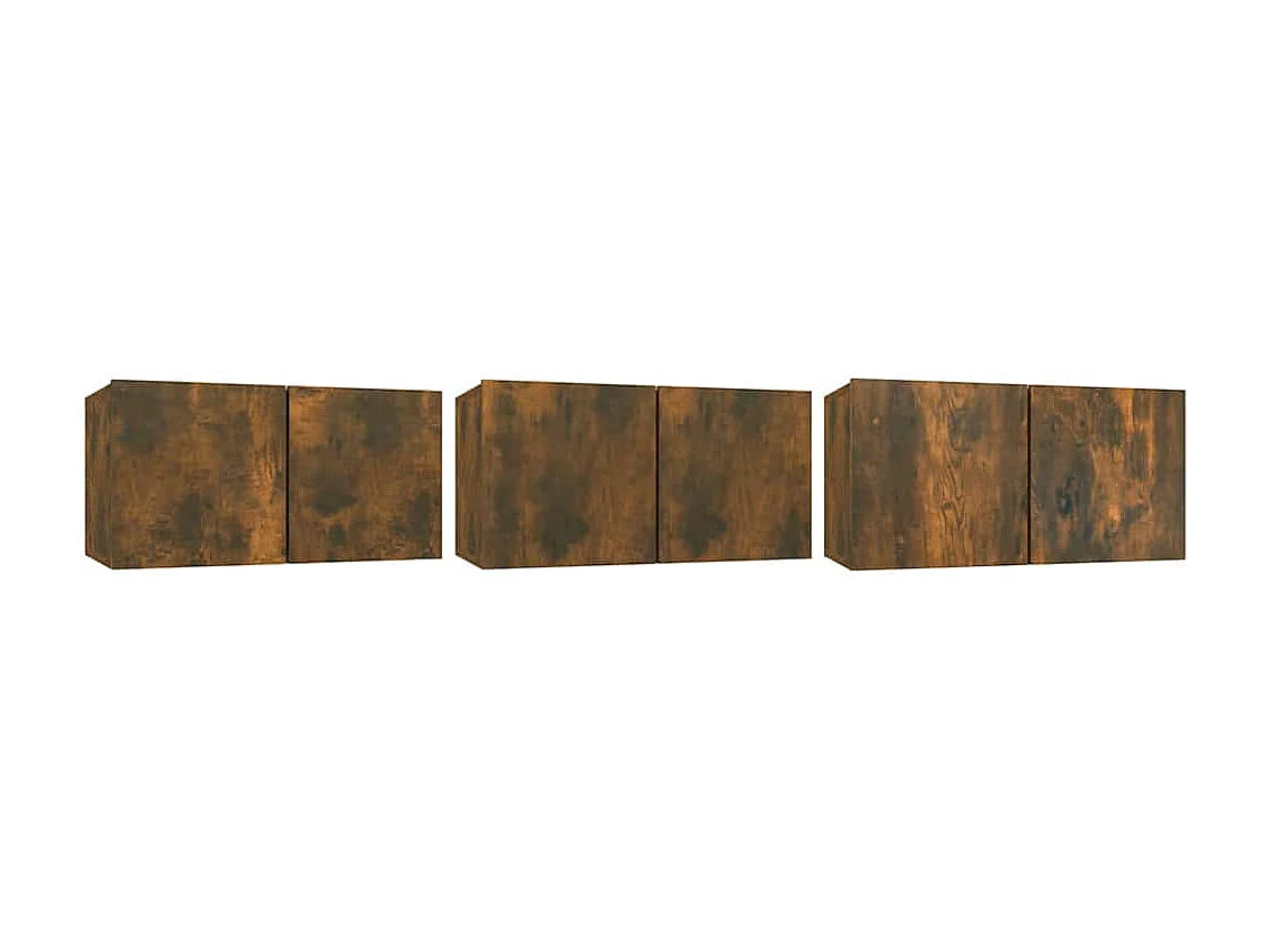 Ensemble de meuble TV | Banc TV | Armoire TV suspendu 3 pièces en chêne fumé 60x30x30 cm