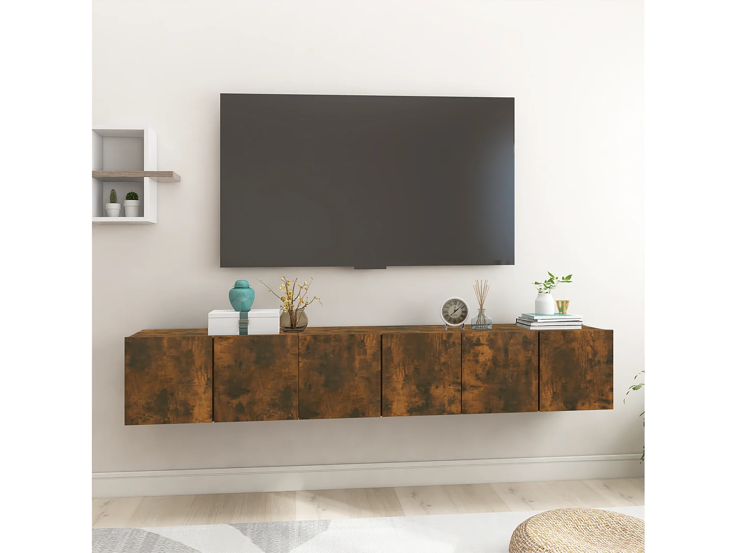 Tv-hangmeubelen | Tv-Banken | TV-kasten 3 st 60x30x30 cm gerookt eikenkleurig