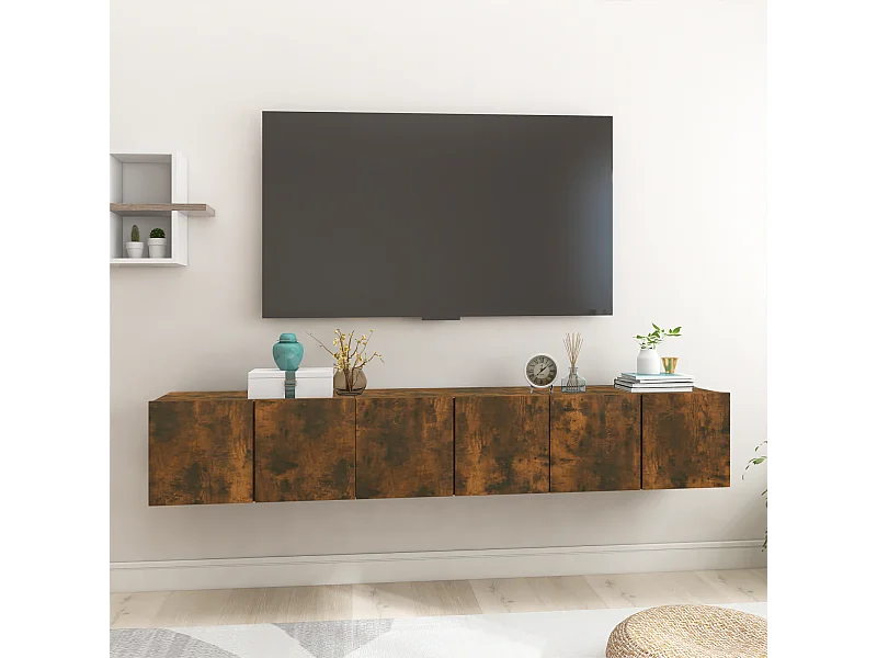 Tv-hangmeubelen | Tv-Banken | TV-kasten 3 st 60x30x30 cm gerookt eikenkleurig