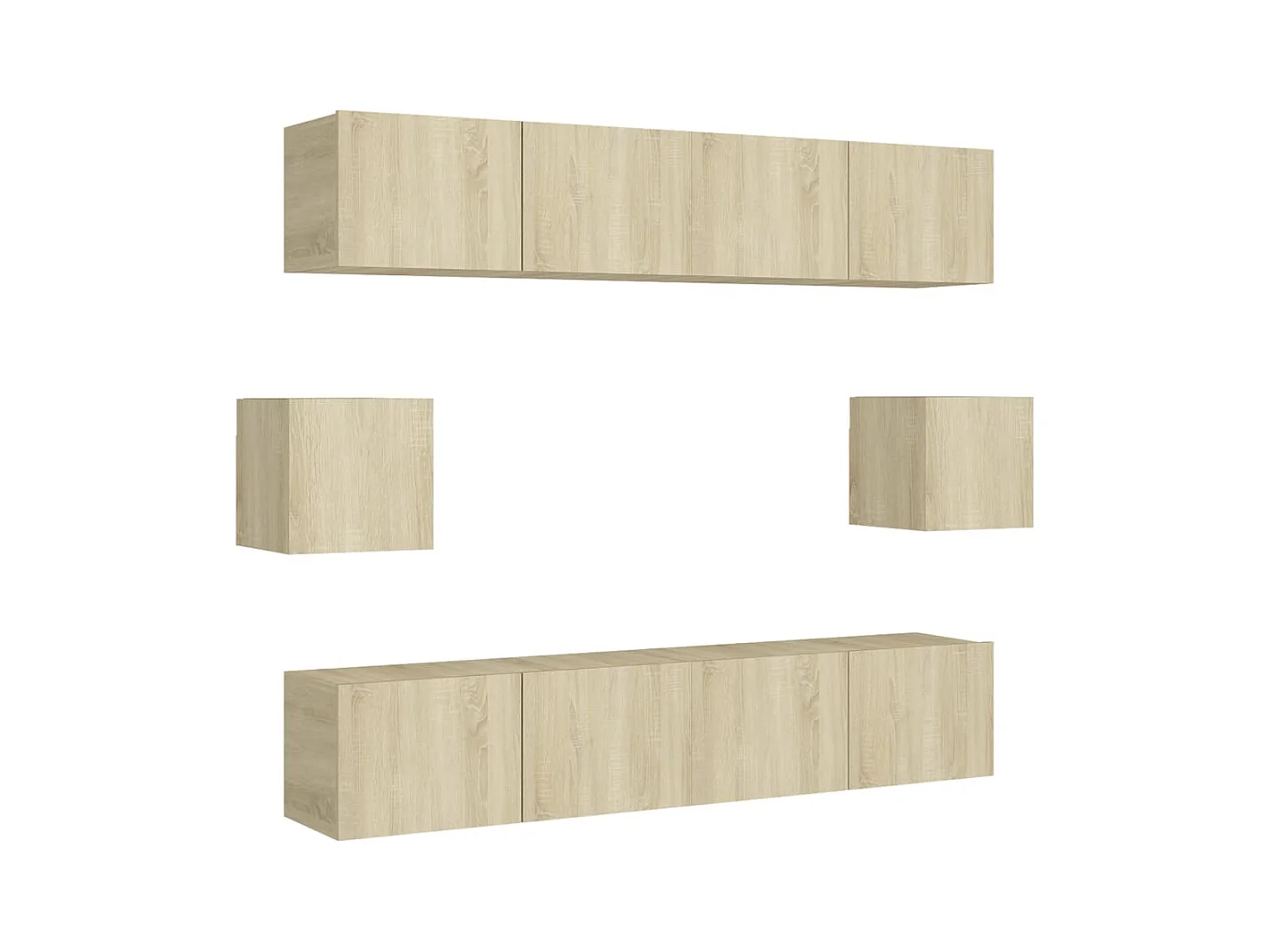 Juego de muebles de salón | Gabinetes de TV |  Muebles de TV 6 piezas roble Sonoma