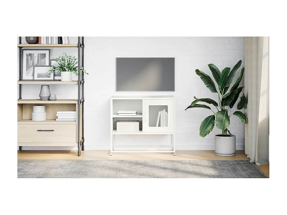 Mueble para TV  | Gabinete de TV |  Mueble de salón de acero blanco 68x39x60,5 cm