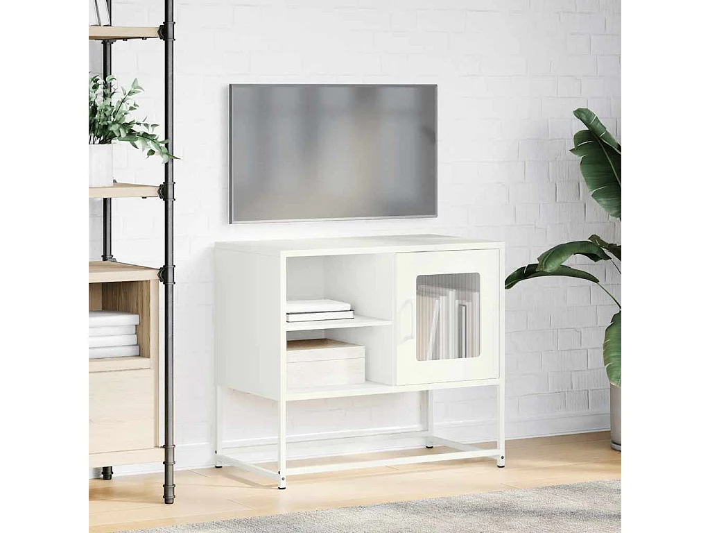 Meuble TV | Banc TV | Armoire TV blanc 68x39x60,5 cm acier