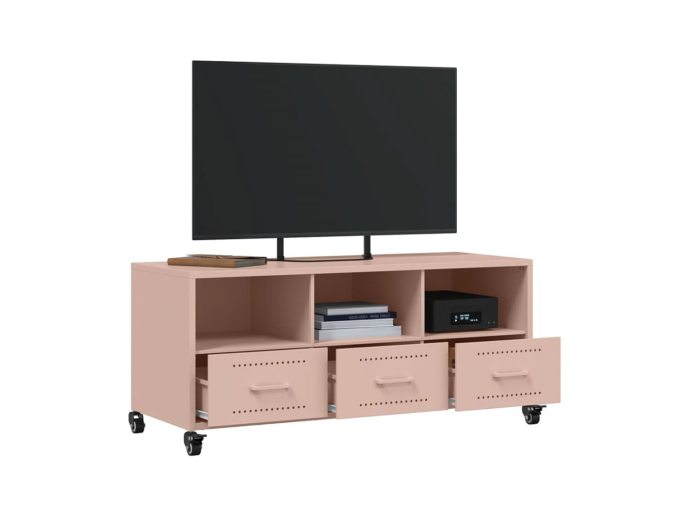 Mueble de TV | Mueble de salón acero rosa 100,5x39x43,5 cm