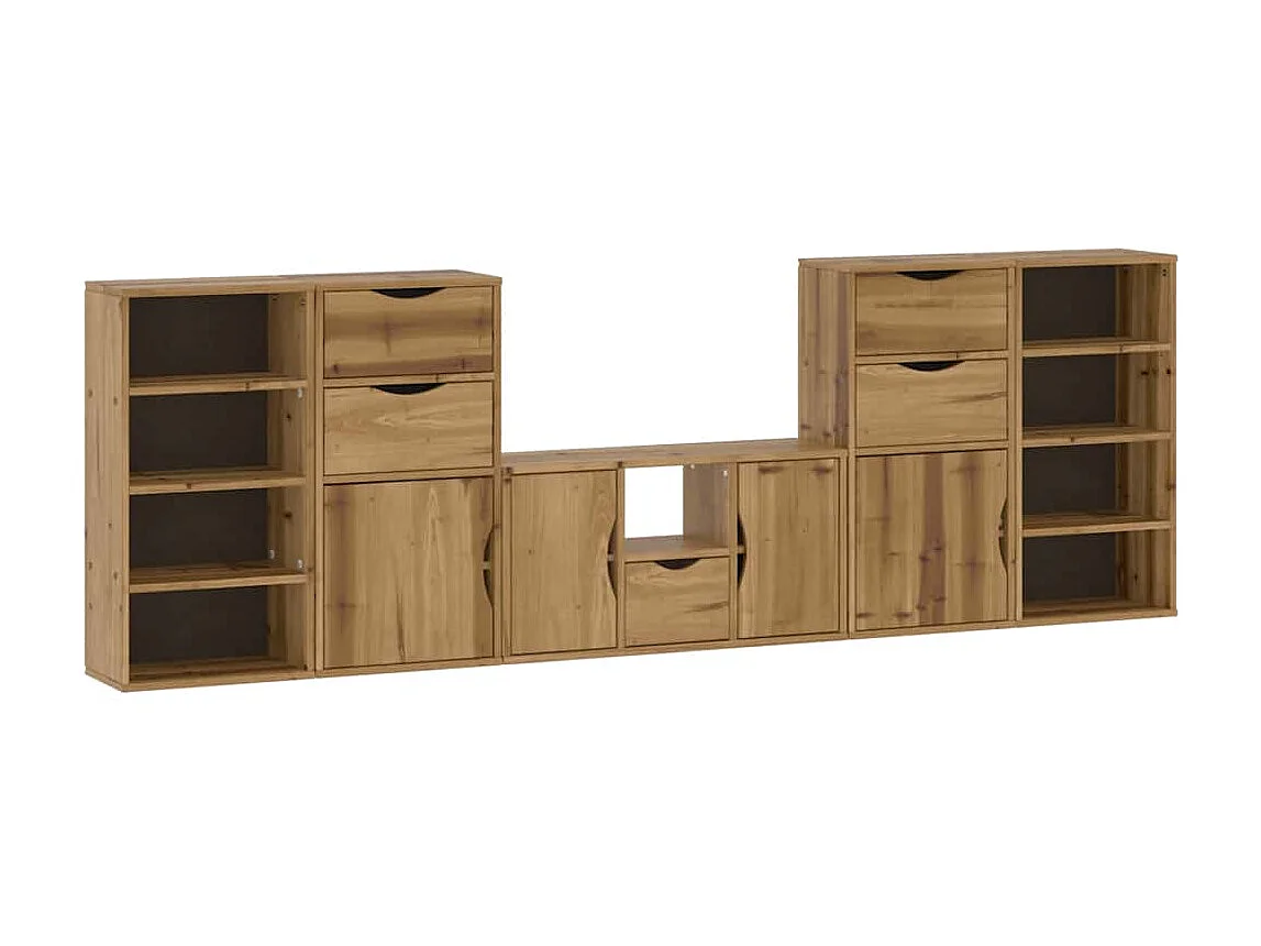 Muebles de TV | Gabinetes de TV |  Muebles de salón 5 uds. con almacenaje "ODDA" madera maciza pino