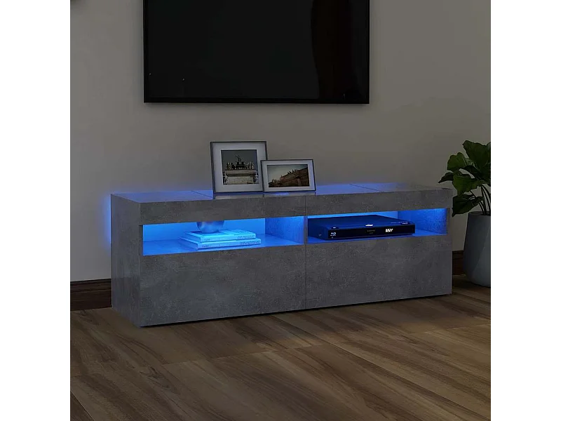 Mueble de TV | Mueble de salón con luces LED gris hormigón 120x35x40 cm