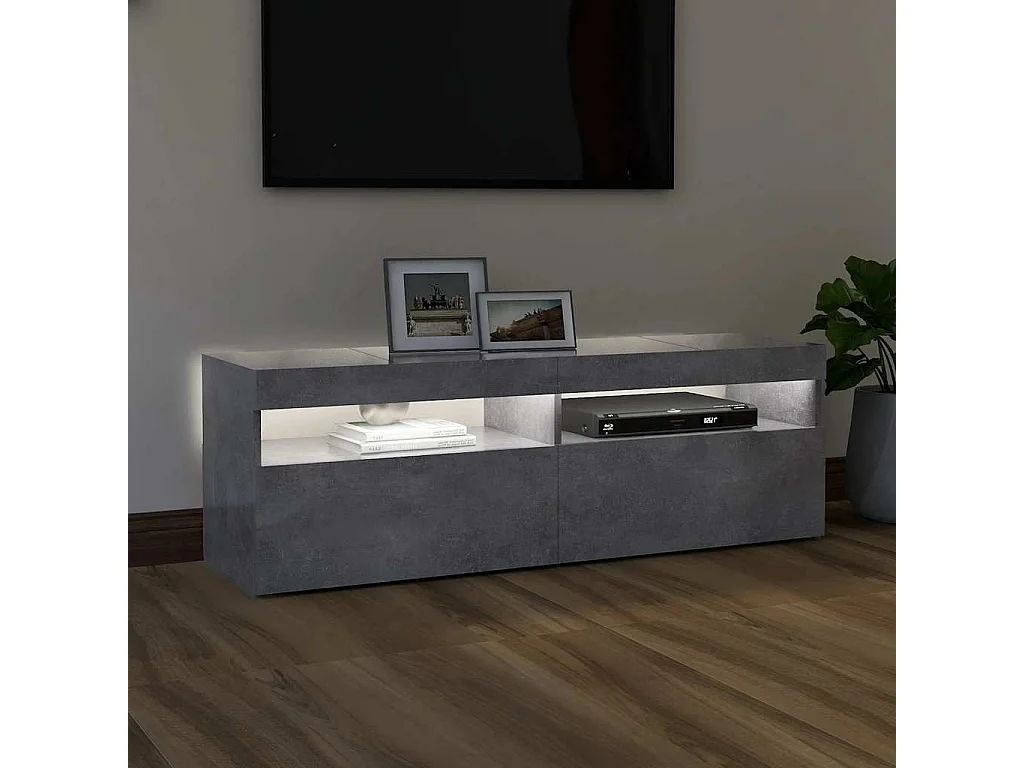Mueble de TV | Mueble de salón con luces LED gris hormigón 120x35x40 cm