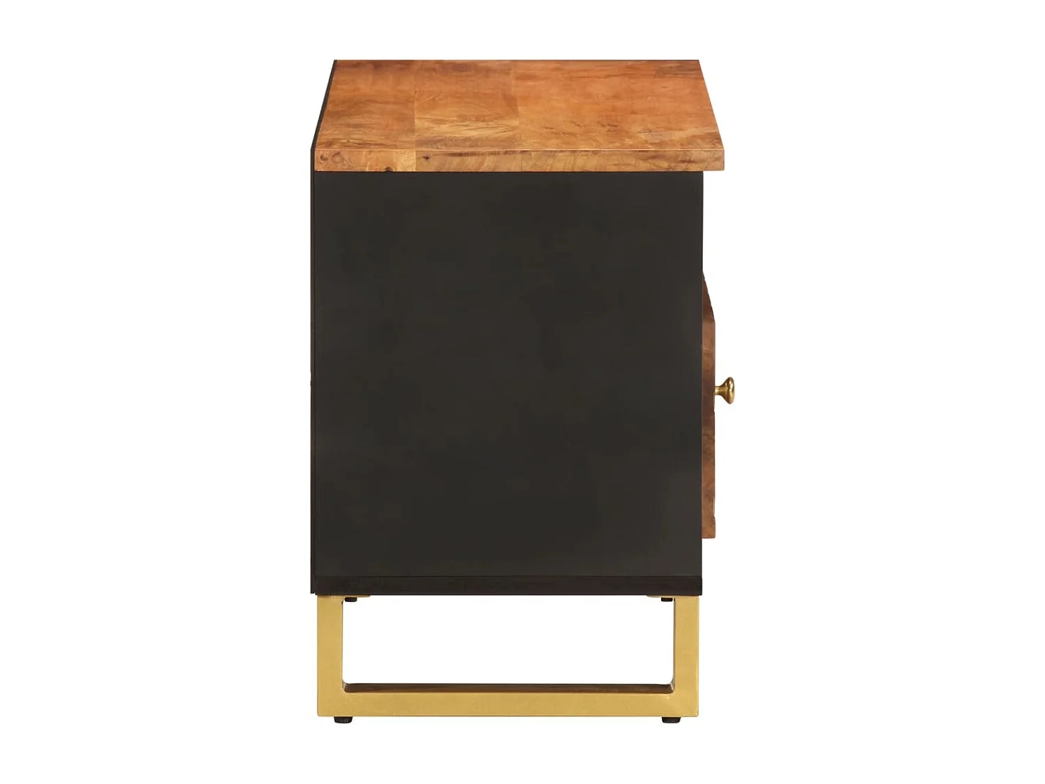 Mueble de TV | Mueble de salón madera maciza de mango marrón negro 80x33,5x46 cm
