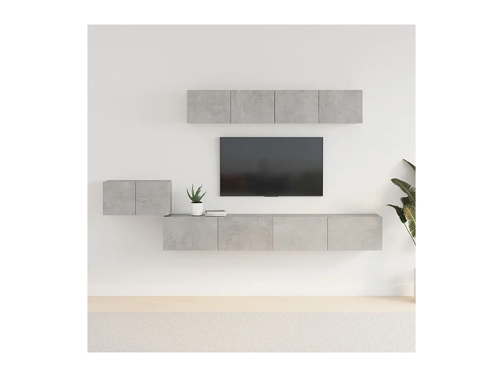 Set de muebles de TV | Gabinetes de TV |  Muebles de salón 5 pzas madera contrachapada gris hormigón