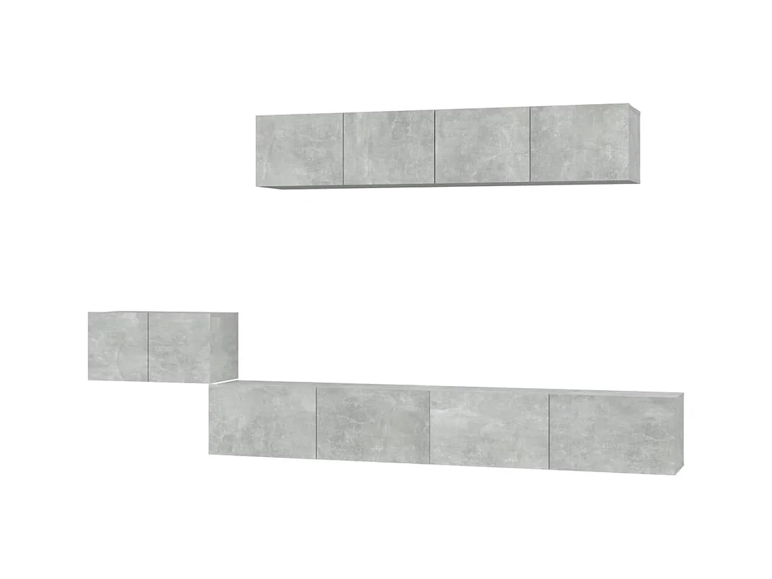 Set de muebles de TV | Gabinetes de TV |  Muebles de salón 5 pzas madera contrachapada gris hormigón