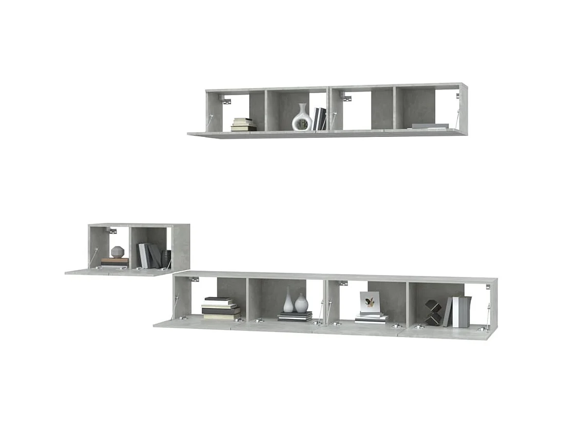 Set de muebles de TV | Gabinetes de TV |  Muebles de salón 5 pzas madera contrachapada gris hormigón