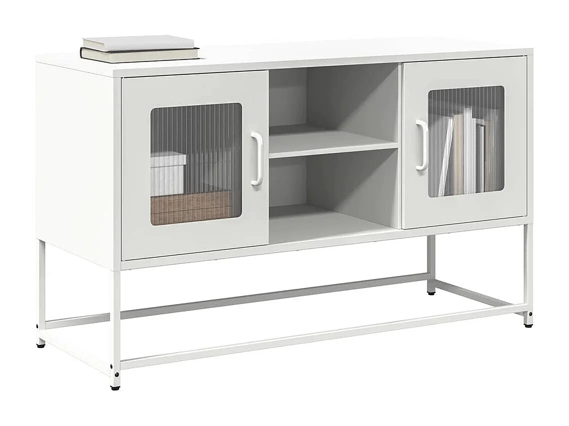 Meuble TV | Banc TV | Armoire TV blanc 100,5x39x60,5 cm acier
