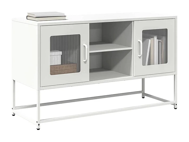 Meuble TV | Banc TV | Armoire TV blanc 100,5x39x60,5 cm acier