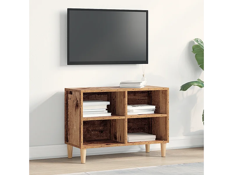 Tv-meubel | Tv-Bank | TV-kastmet houten poot 69,5x30x50 cm oud houtkleurig