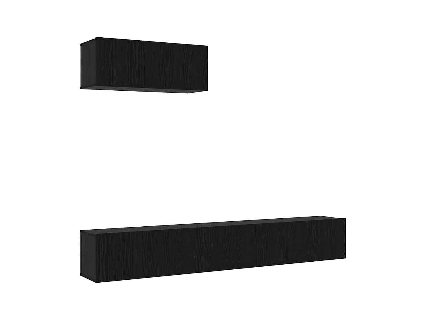 Mueble TV | Conjunto de muebles para TV de 3 piezas montado en la pared en negro de madera ingenierizada