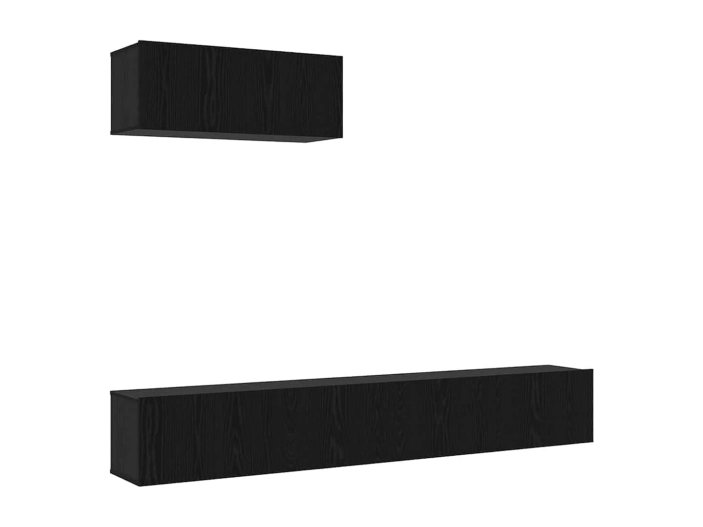 Mueble TV | Conjunto de muebles para TV de 3 piezas montado en la pared en negro de madera ingenierizada
