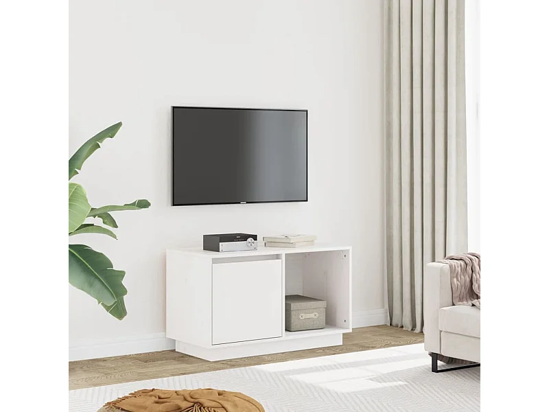 Mueble para TV  | Gabinete de TV |  Mueble de salón de madera maciza de pino blanco 74x35x44 cm