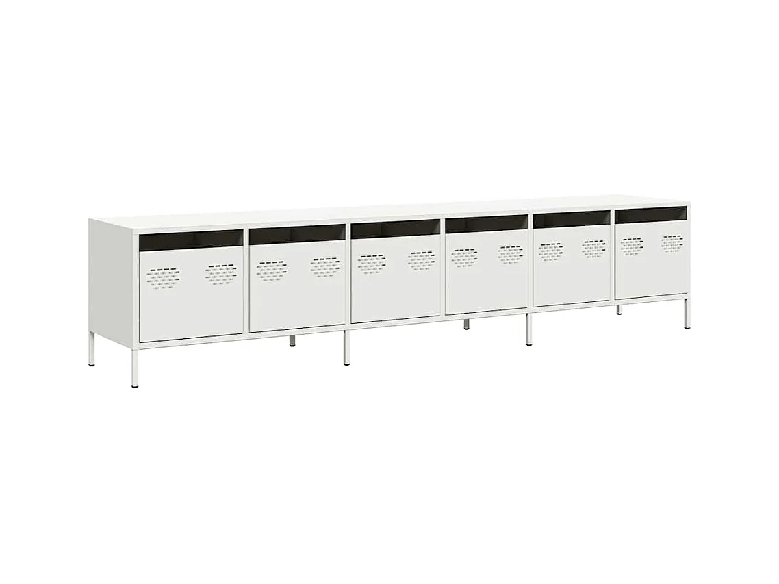 Mueble para TV  | Gabinete de TV |  Mueble de salón acero laminado en frío blanco 202x39x43,5 cm