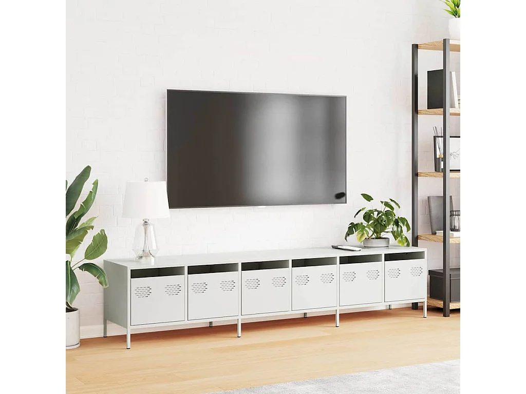 Tv-meubel | Tv-Bank | TV-kast202x39x43,5 cm koudgewalst staal wit