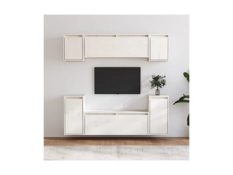 muebles para TV  | Gabinetes de TV |  Muebles de salón 6 piezas madera maciza de pino blanco
