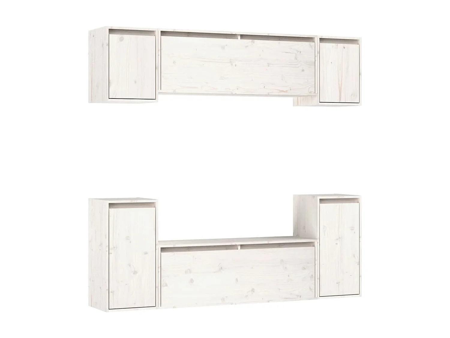 Meubles TV | Bancs TV | Armoires TV 6 pcs Blanc Bois massif de pin