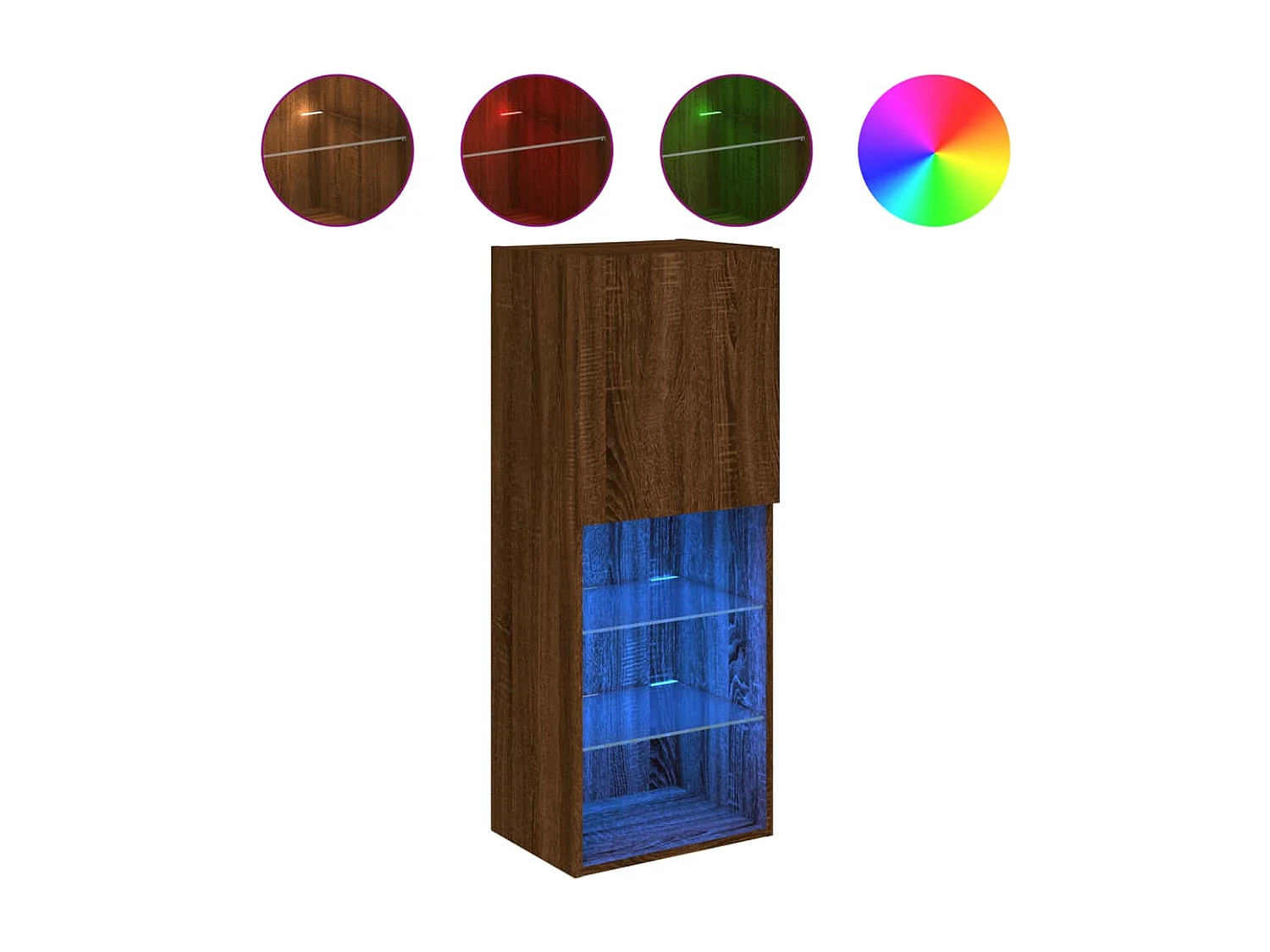 Mueble para TV  | Gabinete de TV |  Mueble de salón con luces LED roble marrón 40,5x30x102 cm