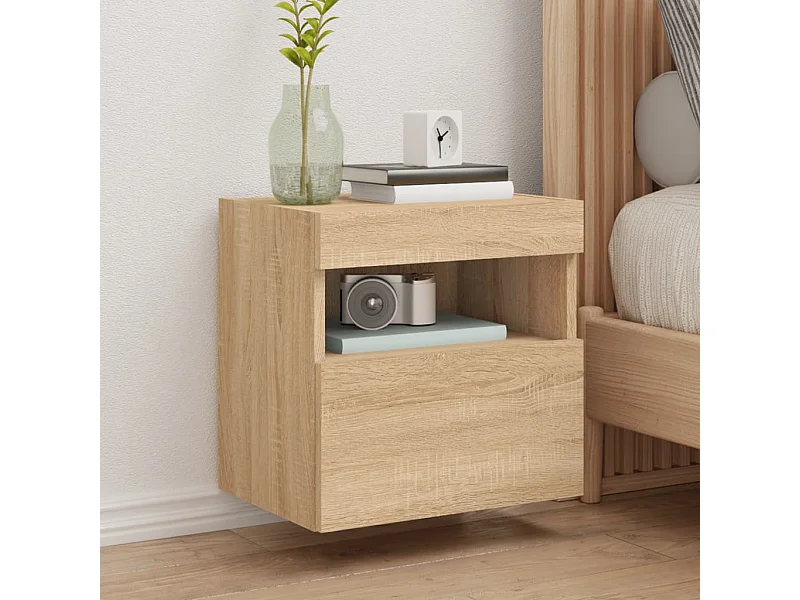 Mueble de TV | Mueble de salón de pared con luces LED roble Sonoma 40x30x40 cm