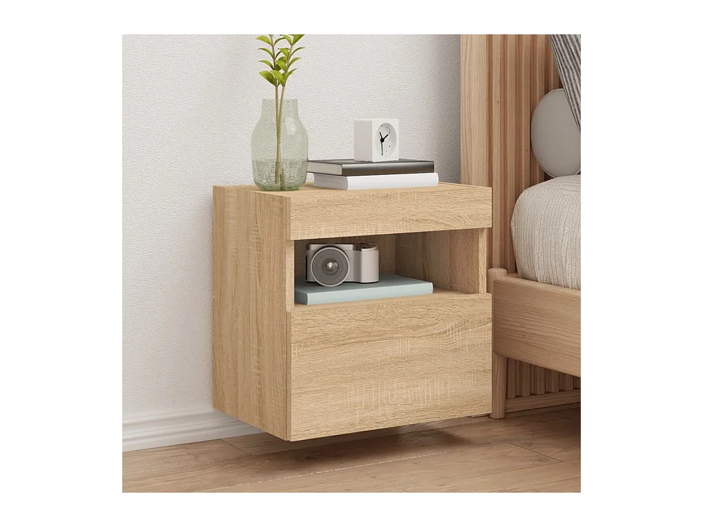 Meuble TV | Banc TV | Armoire TV mural avec lumières LED chêne sonoma 40x30x40 cm