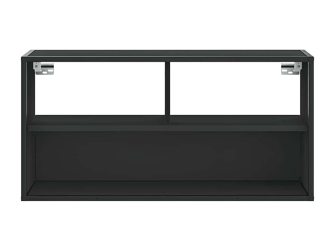 Mueble de TV | Mueble de salón metal y madera de ingeniería negro 80x31x39,5 cm