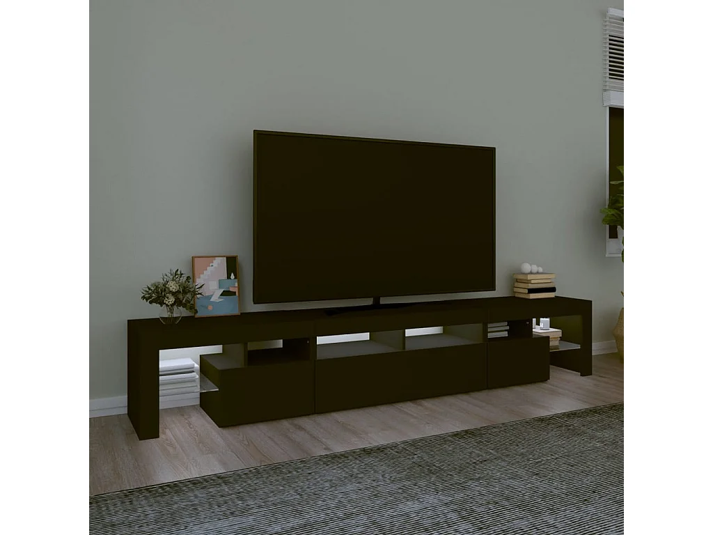 Mueble de TV | Mueble de salón con luces LED Negro 230x36,5x40 cm