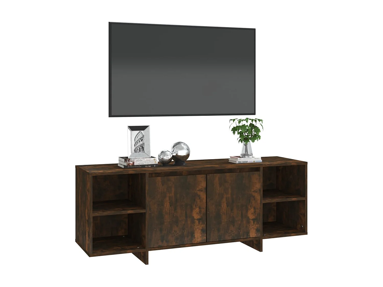 Meuble TV | Banc TV | Armoire TV chêne fumé 130x35x50 cm bois d'ingénierie