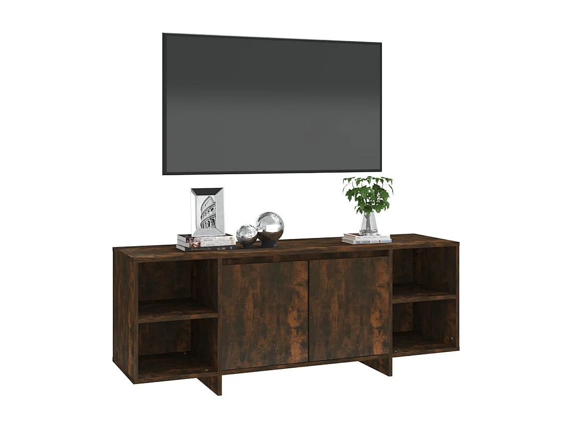 Meuble TV | Banc TV | Armoire TV chêne fumé 130x35x50 cm bois d'ingénierie