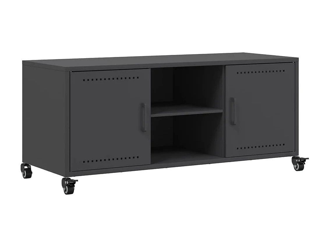 Meuble TV | Banc TV | Armoire TV noir 100,5x39x43,5 cm acier