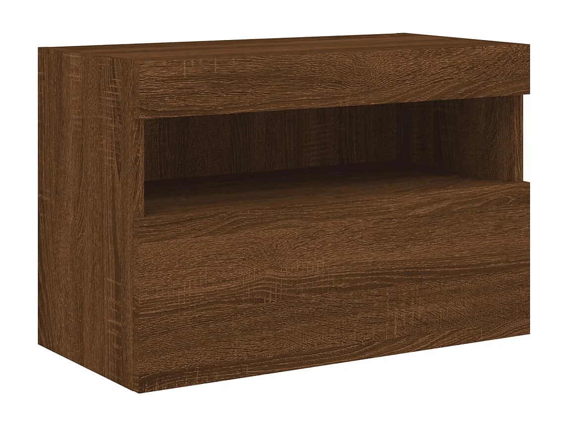 Mueble de TV | Mueble de salón de pared con luces LED roble marrón 60x30x40 cm