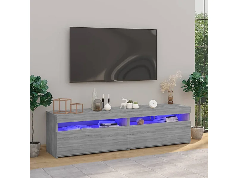Meubles TV | Bancs TV | Armoires TV avec lumières LED 2 pcs Sonoma gris 75x35x40 cm